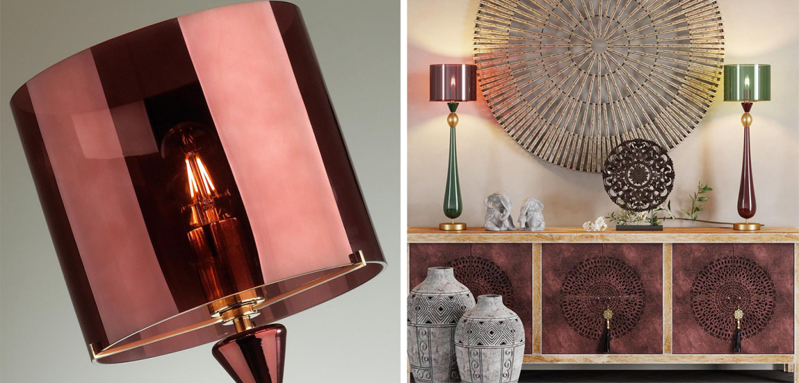 Настольная лампа Roser Burgundy Table Lamp