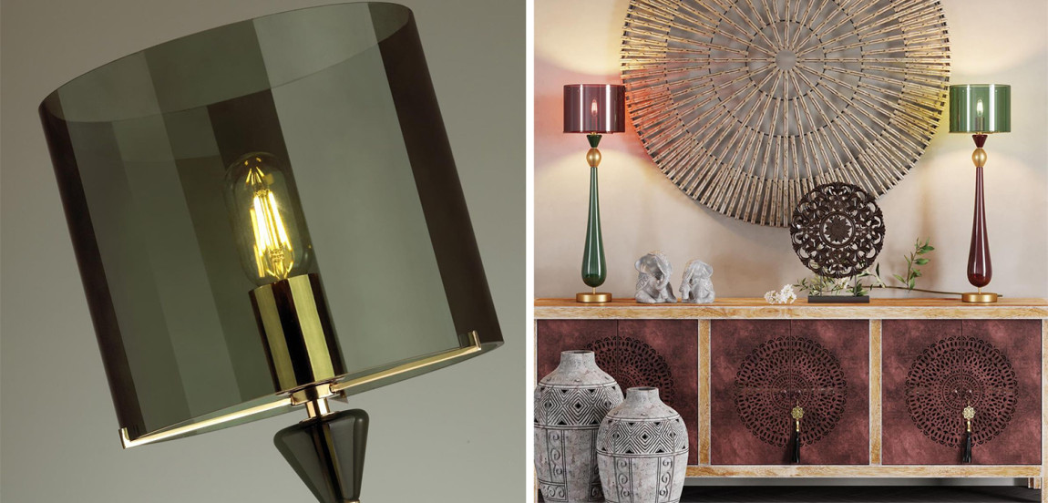 Настольная лампа Roser Green Burgundy Table Lamp
