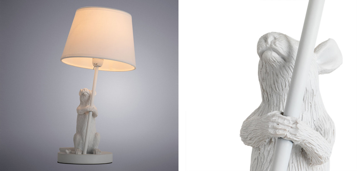 Настольная лампа White Mouse holding a lamp
