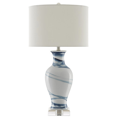 Настольная лампа белая с синим узором Elegant Blue Strokes