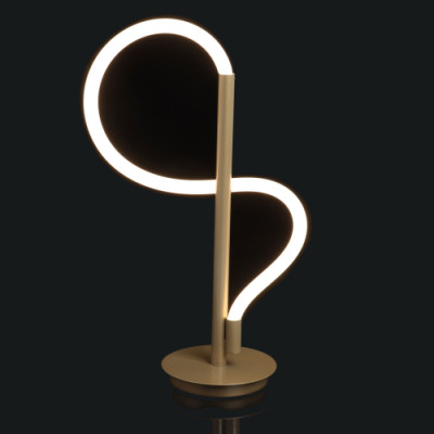 Настольная лампа белым изогнутым плафоном на круглой подставке Luke Lampco Tracer Lamp