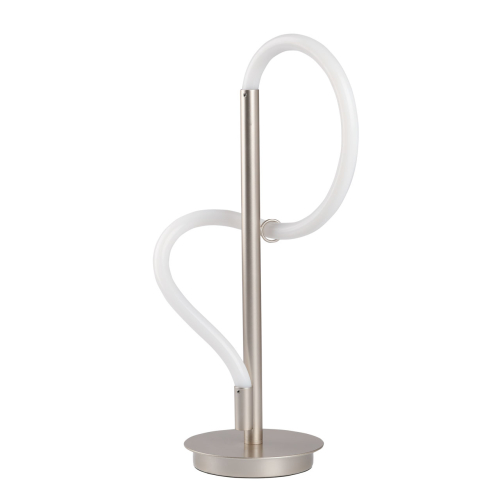 Настольная лампа белым изогнутым плафоном на круглой подставке Luke Lampco Tracer Lamp