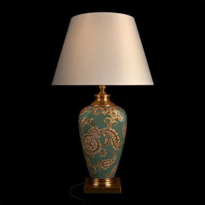 Настольная лампа бирюзовая с цветочным принтом Turquoise Flight