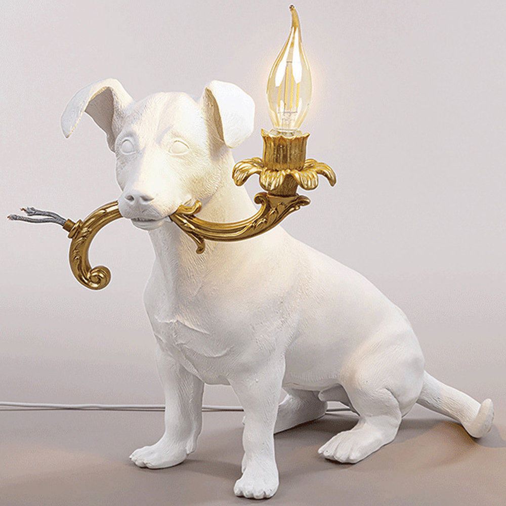 Настольная лампа в виде щенка Puppy White Table Lamp