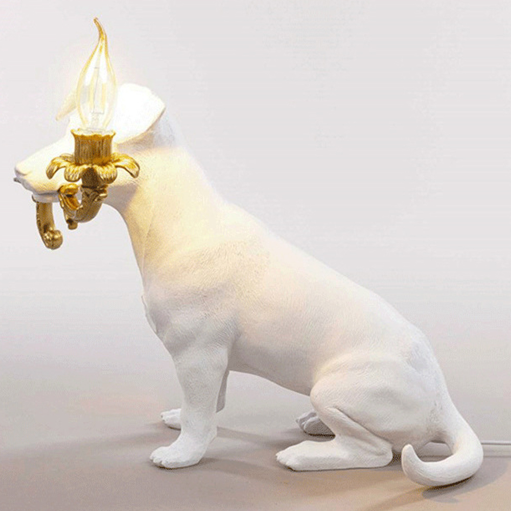Настольная лампа в виде щенка Puppy White Table Lamp