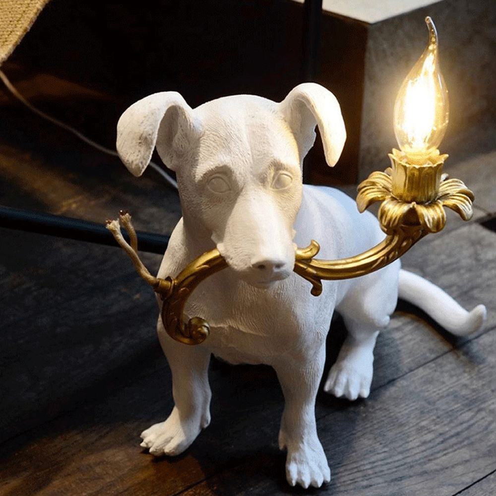 Настольная лампа в виде щенка Puppy White Table Lamp