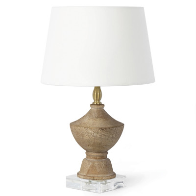 Настольная лампа деревянная с белым абажуром Wooden Table Lamp