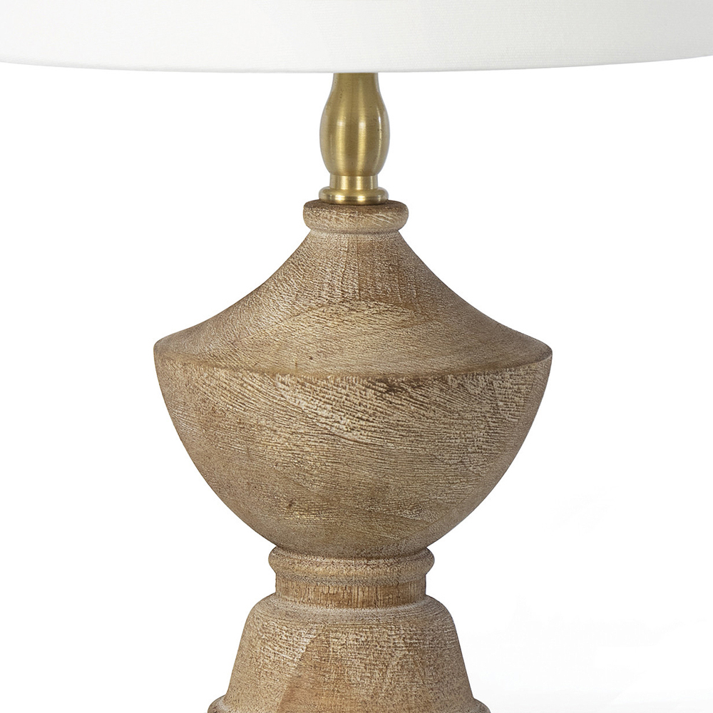 Настольная лампа деревянная с белым абажуром Wooden Table Lamp