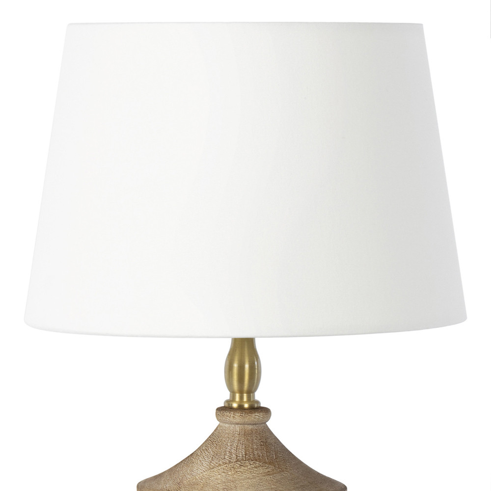 Настольная лампа деревянная с белым абажуром Wooden Table Lamp