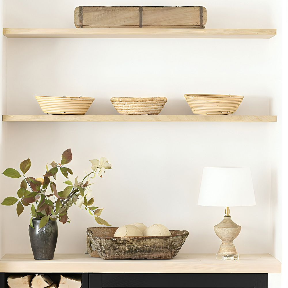 Настольная лампа деревянная с белым абажуром Wooden Table Lamp