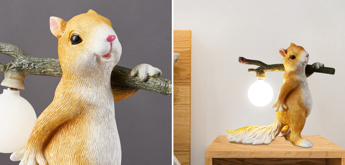 Настольная лампа для детской Белка с веткой Squirrel Table Lamp
