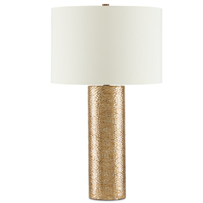 Настольная лампа золотая с цилиндрическим абажуром Golden Mosaic