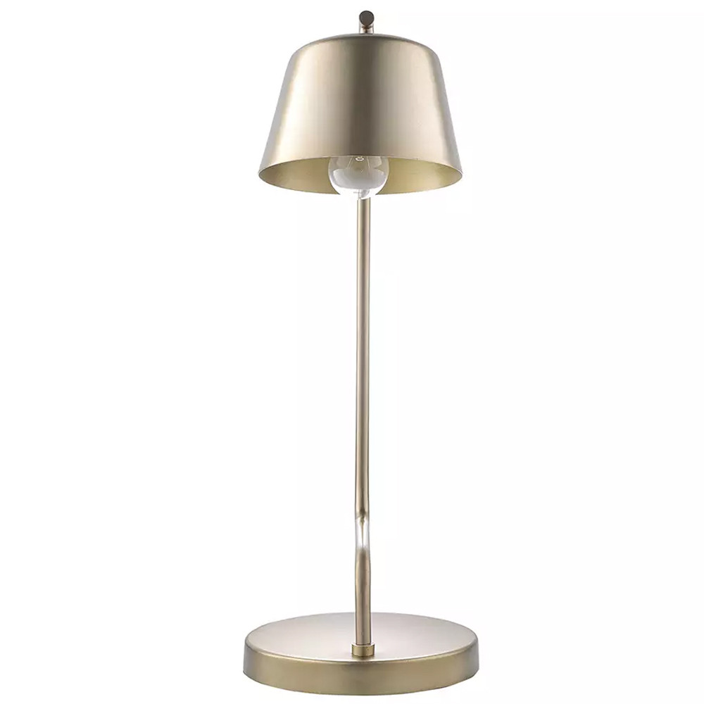 Настольная лампа золотистая на изогнутом основании Golden Lamp on Curved Base
