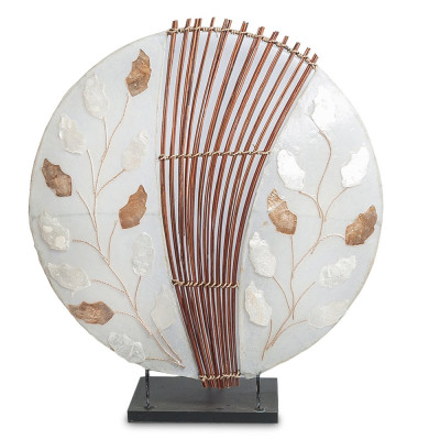 Настольная лампа из перламутра и дерева на подставке Indonesian Petal