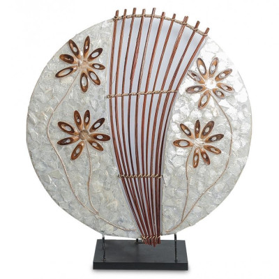 Настольная лампа из перламутра и дерева на подставке Indonesian Shell Flower