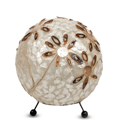 Настольная лампа из перламутра на металлическом каркасе Indonesian Ball