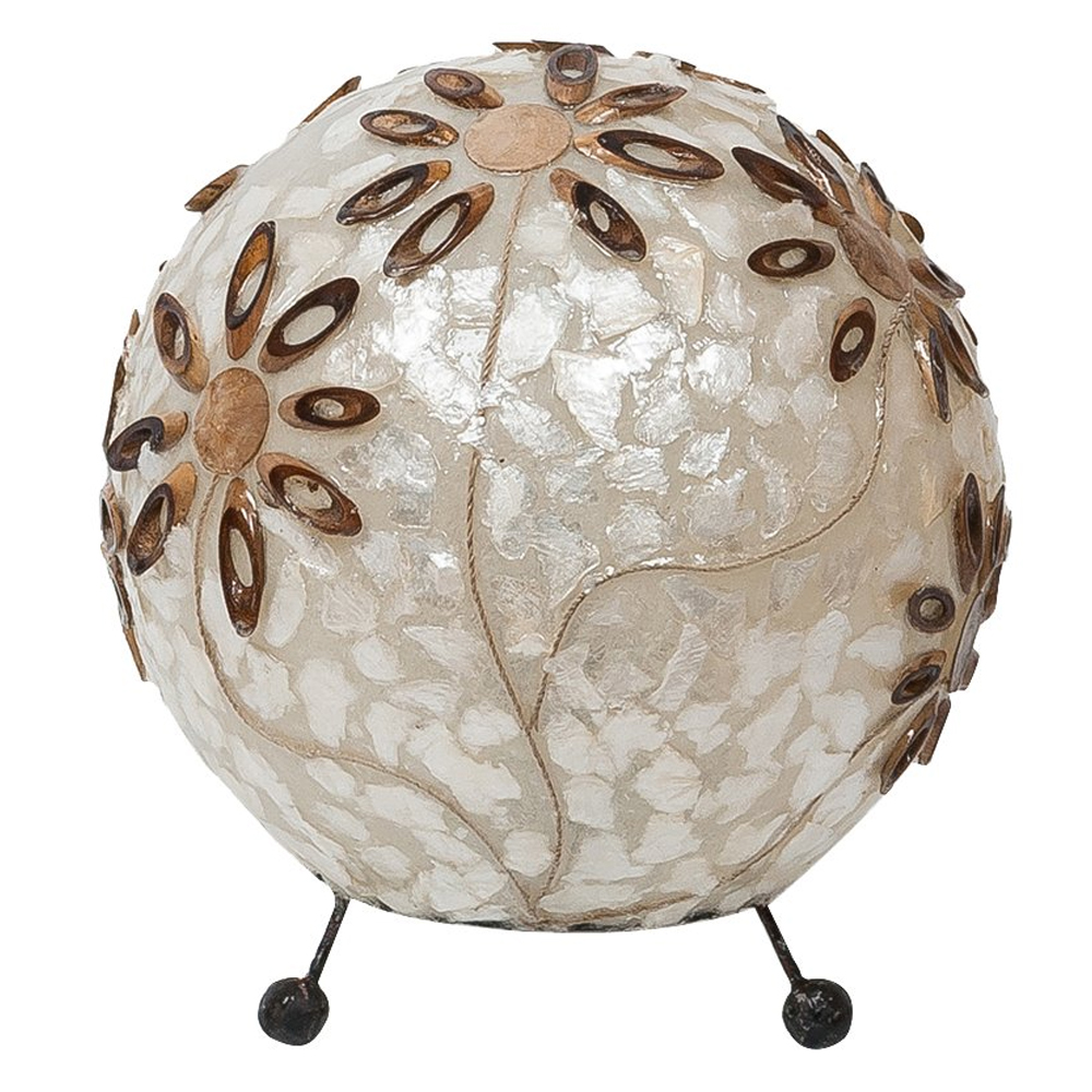 Настольная лампа из перламутра на металлическом каркасе Indonesian Ball