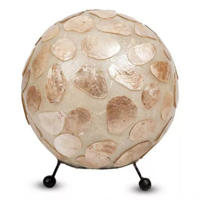 Настольная лампа из перламутра на металлическом каркасе Indonesian Circle