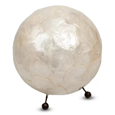 Настольная лампа из перламутра на металлическом каркасе Indonesian Egg