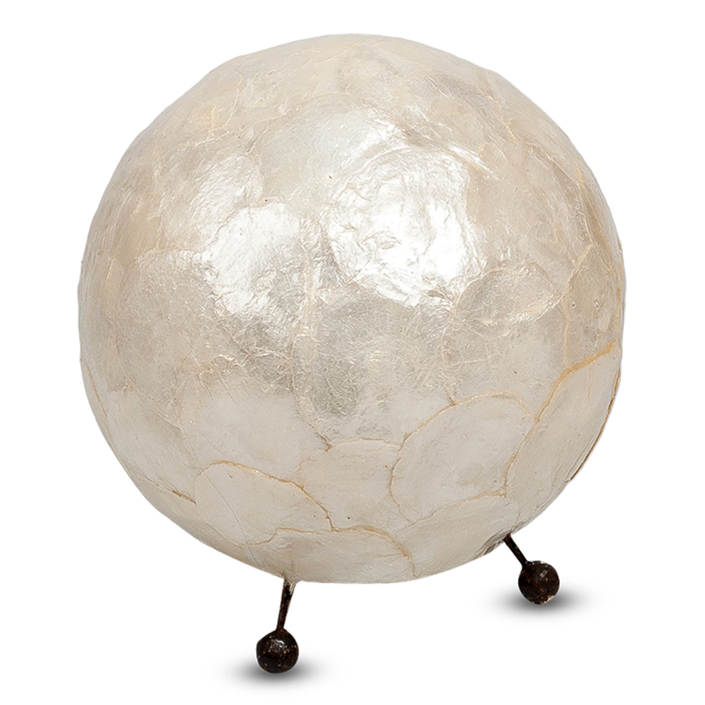 Настольная лампа из перламутра на металлическом каркасе Indonesian Egg