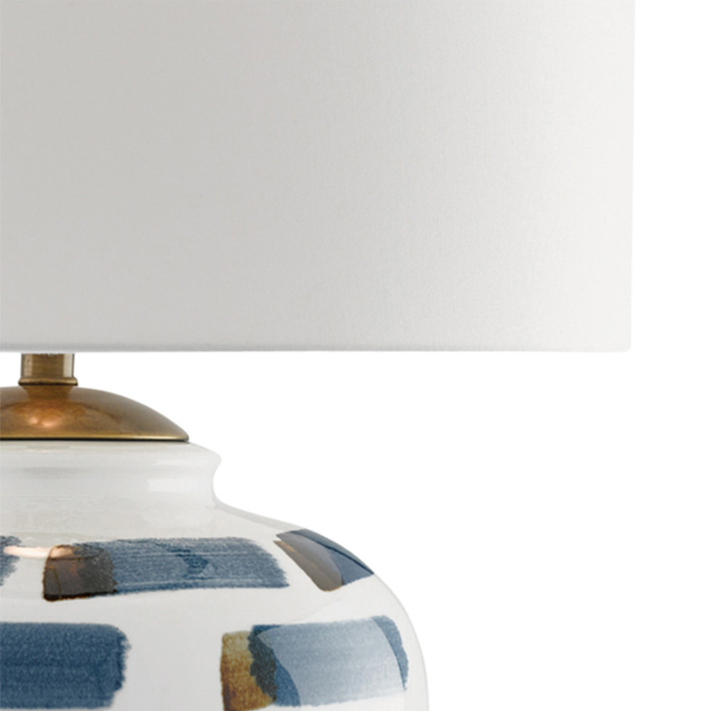 Настольная лампа керамическая с белым тканевым абажуром Perfect White Canvas