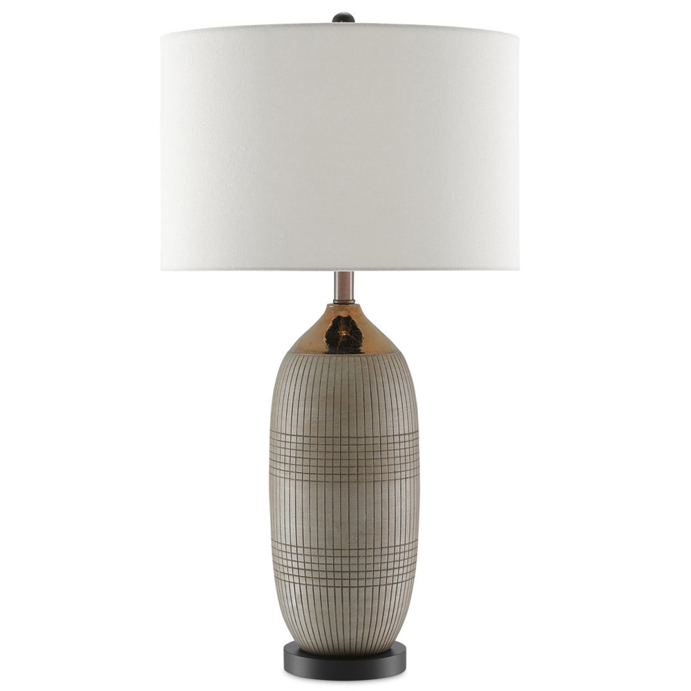 Настольная лампа керамическая с тканевым цилиндрическим абажуром Bullet