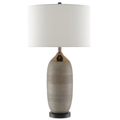 Настольная лампа керамическая с тканевым цилиндрическим абажуром Bullet