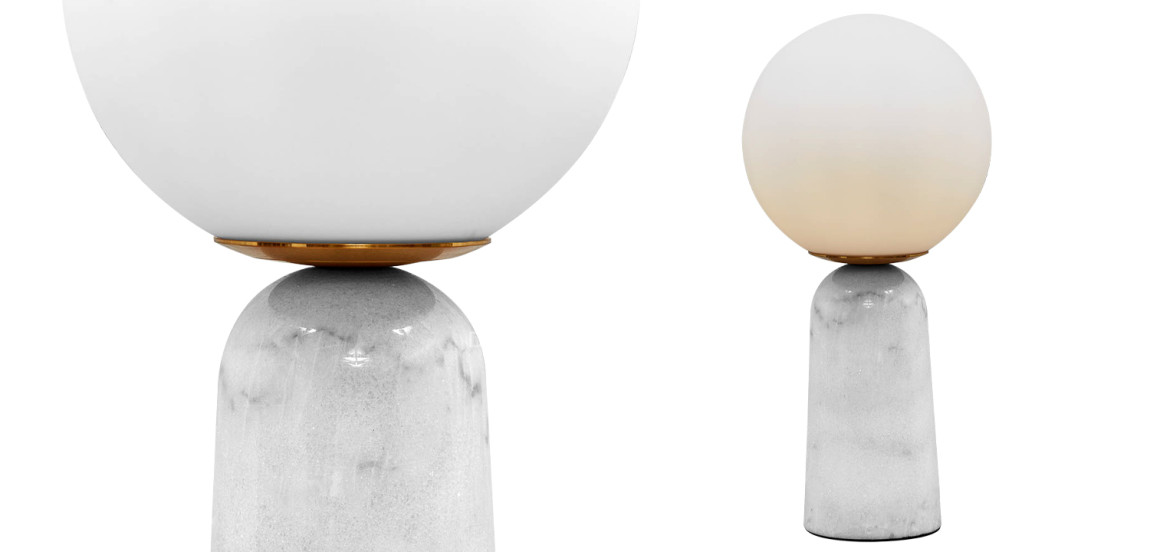 Настольная лампа Круглый стеклянный плафон на подставке из мрамора Brigitte Table Lamp