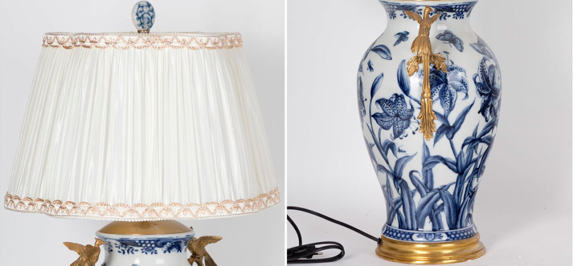 Настольная лампа лилия с бронзовыми элементами Lily