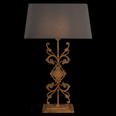 Настольная лампа на ажурном чугунном основании с серым абажуром Openwork Lamp