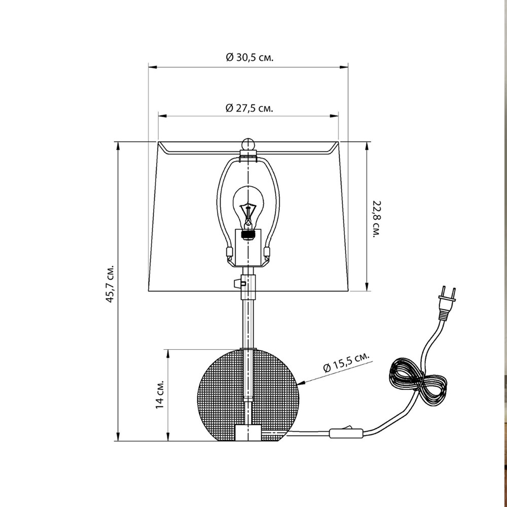 Настольная лампа на круглом основании из дерева Table Lamp Wood