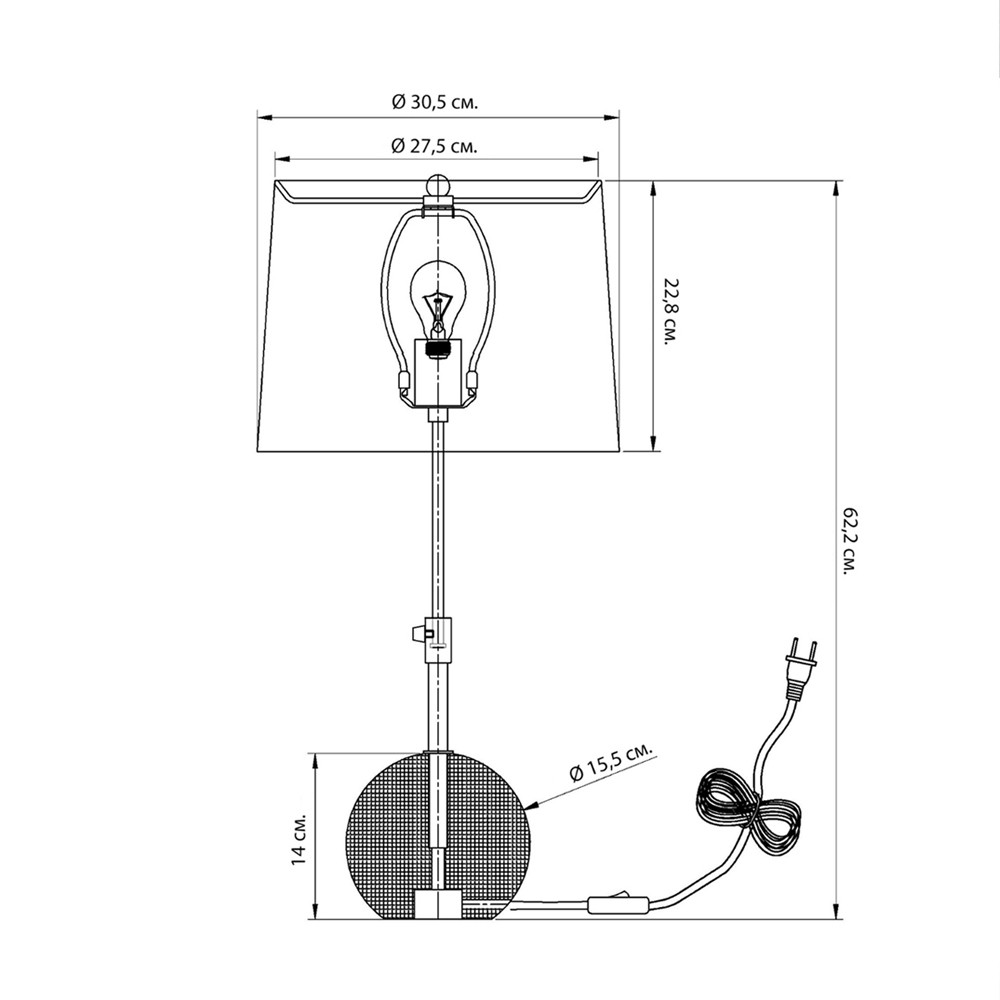 Настольная лампа на круглом основании из дерева Table Lamp Wood