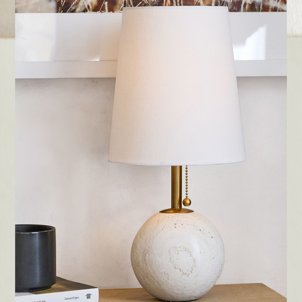 Настольная лампа на круглом основании из натурального камня Bartolomeo