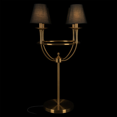 Настольная лампа на металлическом основании бронзового цвета с 4-мя черными конусовидными абажурами Dignity