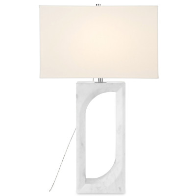 Настольная лампа на прямоугольном корпусе с тканевым абажуром One Piece Support