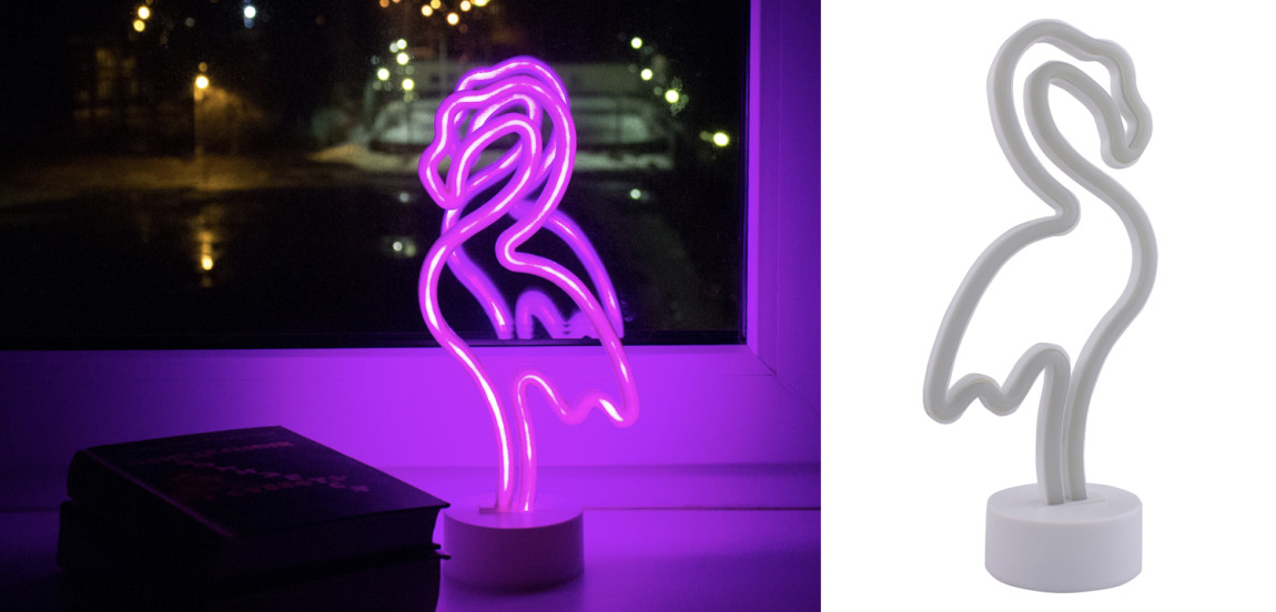 Настольная лампа Неоновый розовый фламинго