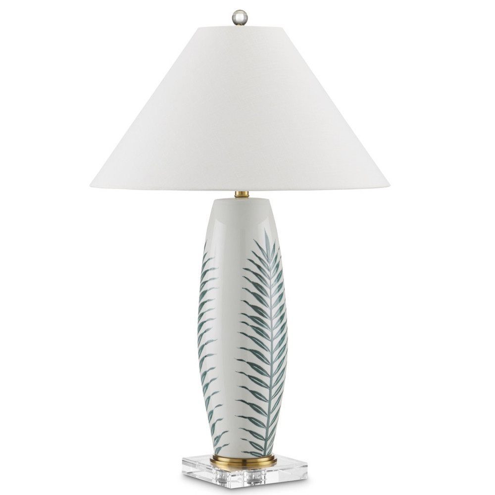 Настольная лампа овальная с тропическим принтом Stylized Aalm Leaves Motif