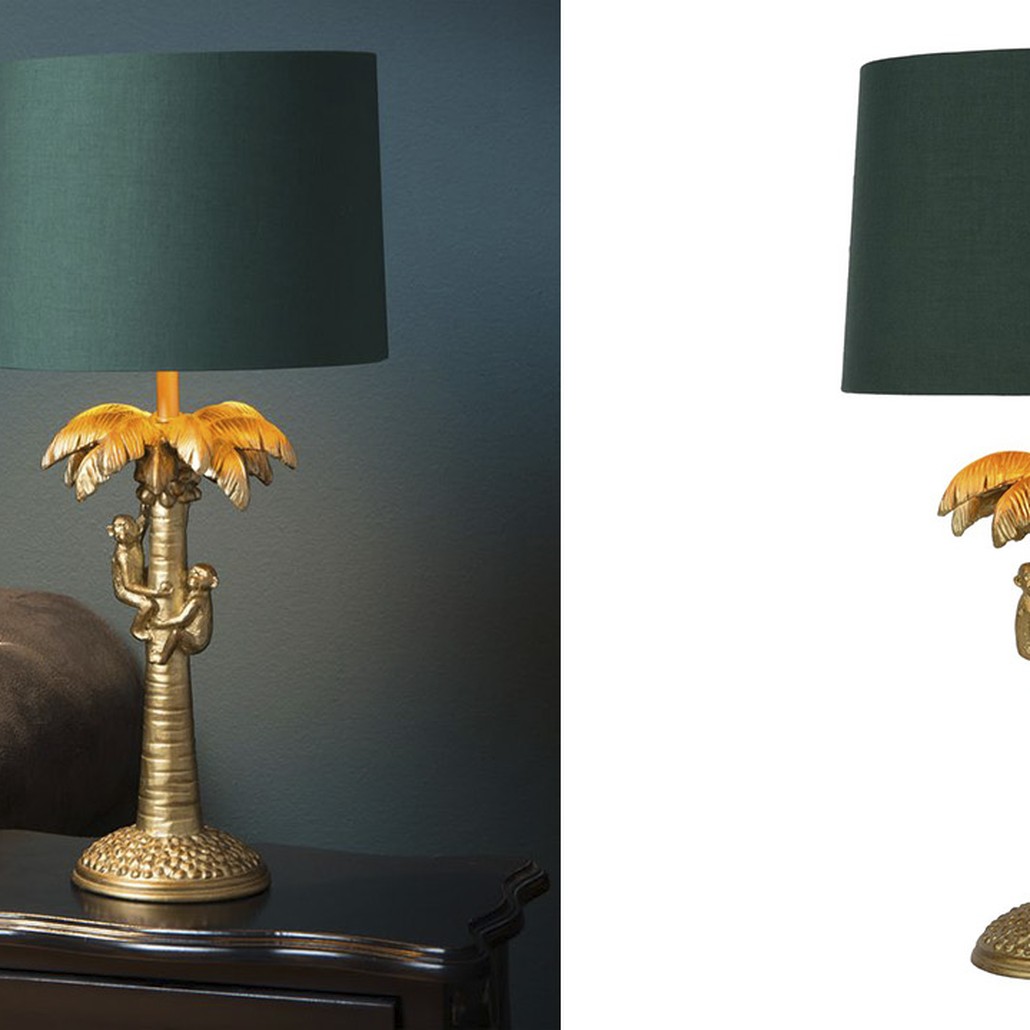 Настольная лампа Пальма Monkeys on a palm table lamp green