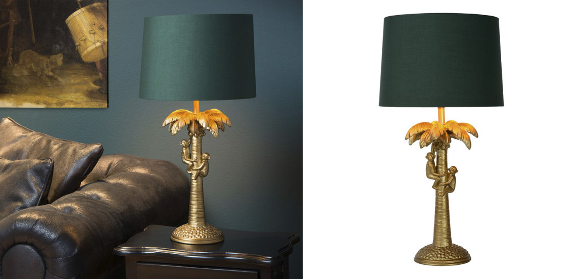 Настольная лампа Пальма Monkeys on a palm table lamp green