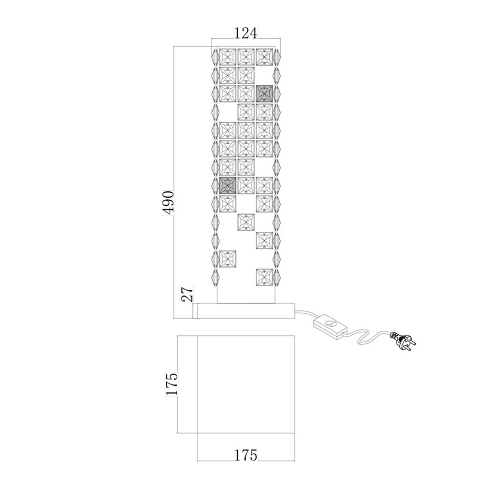 Настольная лампа прямоугольная с мозаичным хрустальным оформлением Sparks of Crystal
