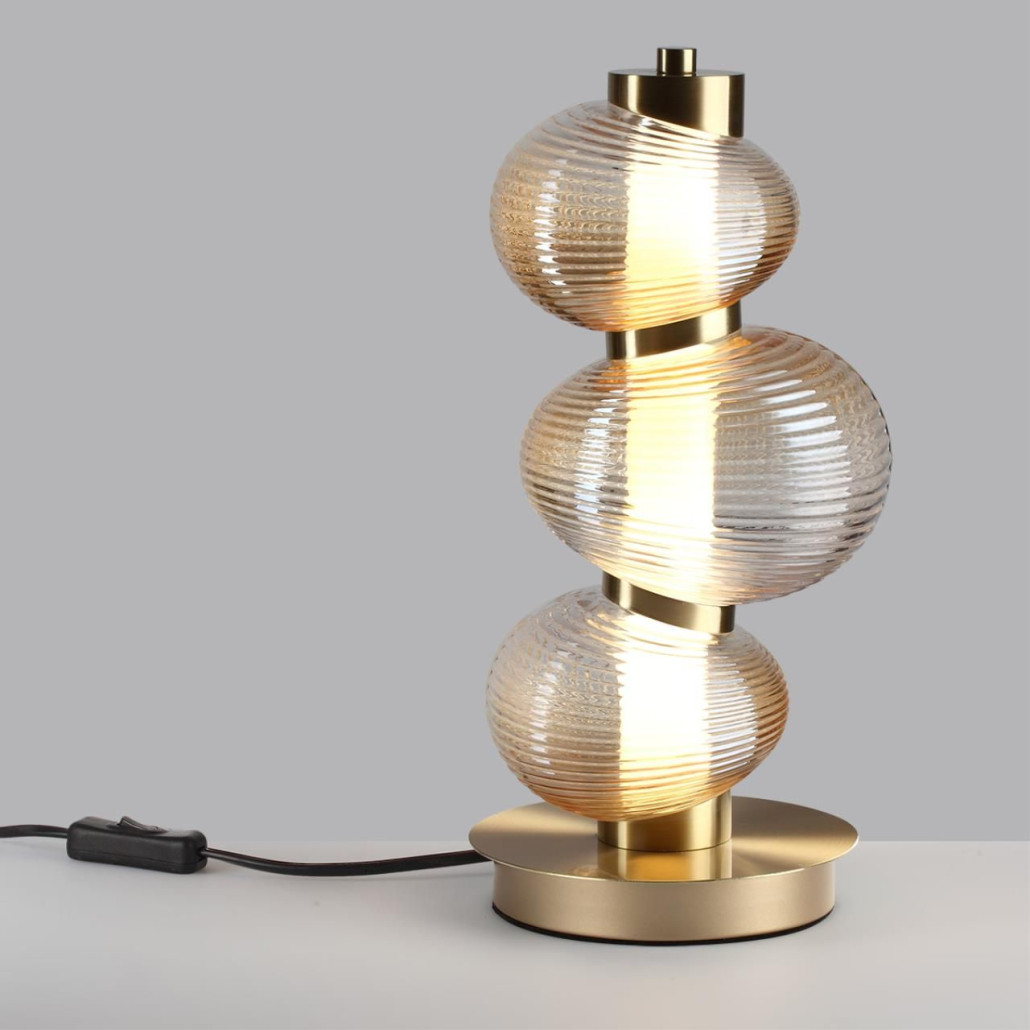 Настольная лампа с 3-мя рифлеными стеклянными шарами Marcelh Light