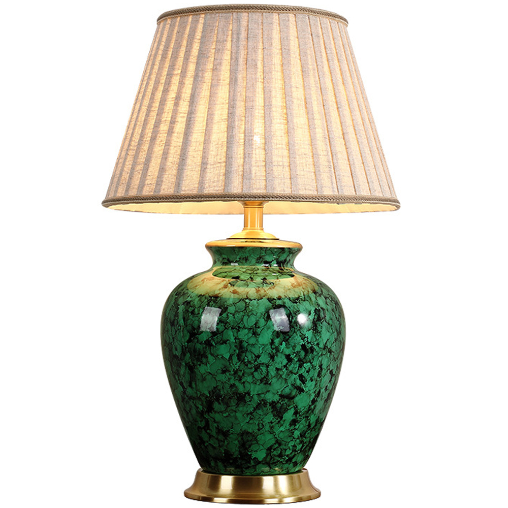 Настольная лампа с абажуром Beige Green Malachite Lampshade