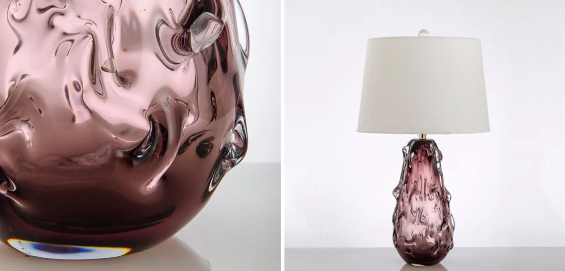 Настольная лампа с абажуром Bellamy Molten Glass Table Lamp Розовое стекло