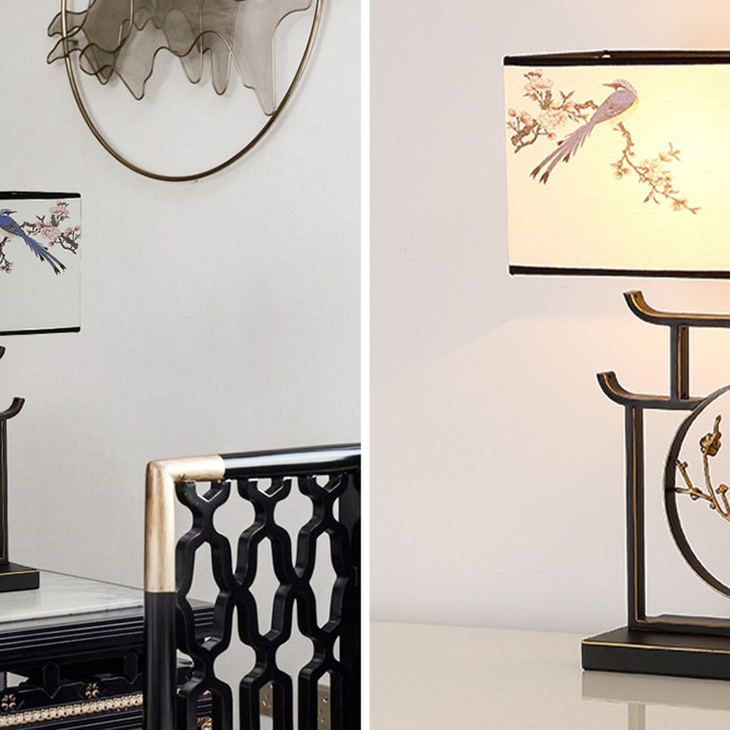 Настольная лампа с абажуром Bird Chinese Style Modern Table Lamp