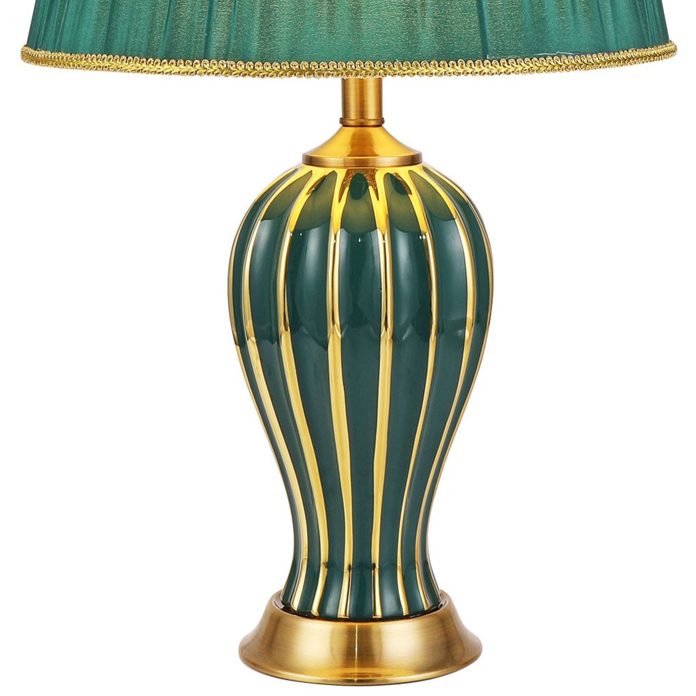 Настольная лампа с абажуром Celestina Green  Gold Lampshade Table Lamp