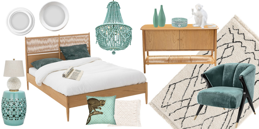 Товары недели: спальня с нежно-бирюзовыми акцентами