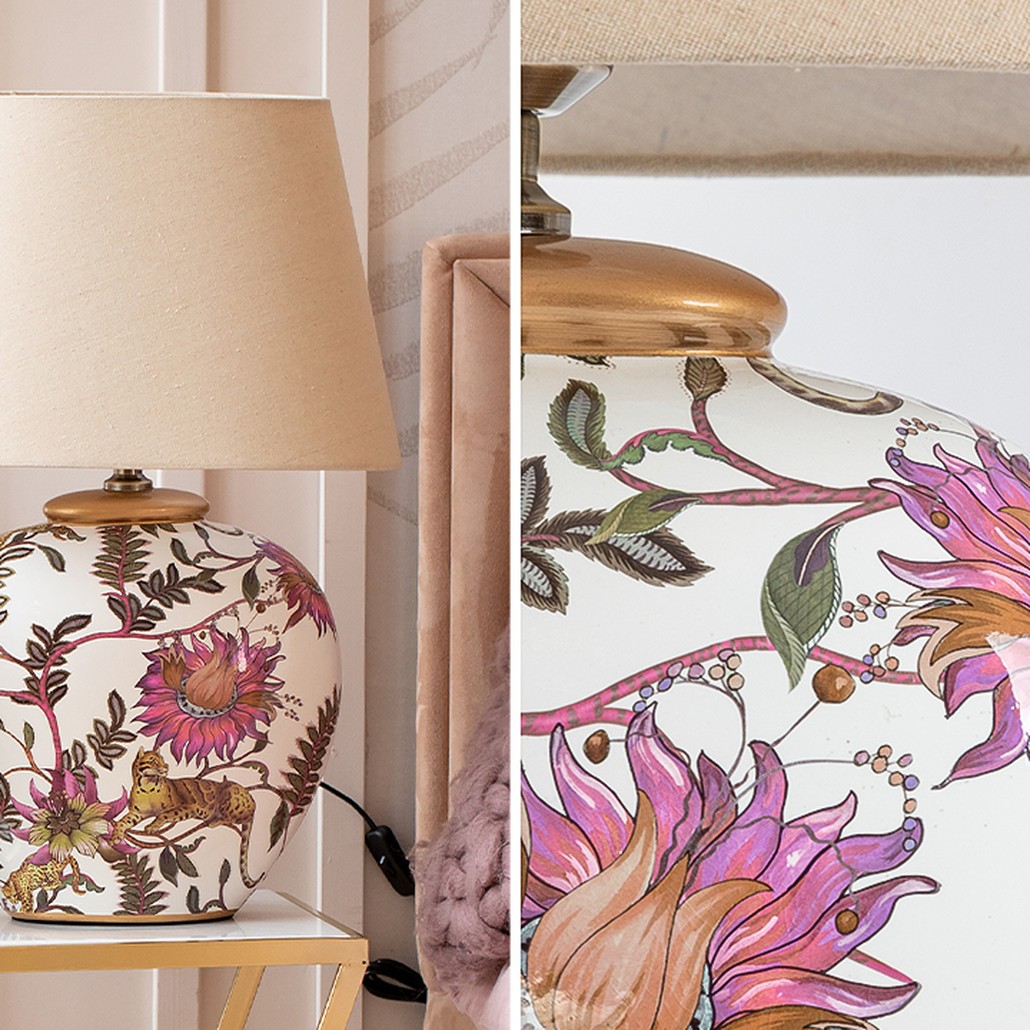 Настольная лампа с абажуром Leopard Flowers Lampshade