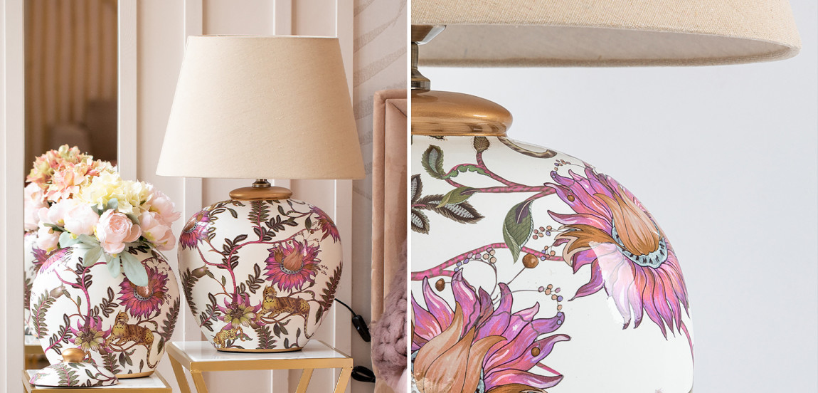 Настольная лампа с абажуром Leopard Flowers Lampshade