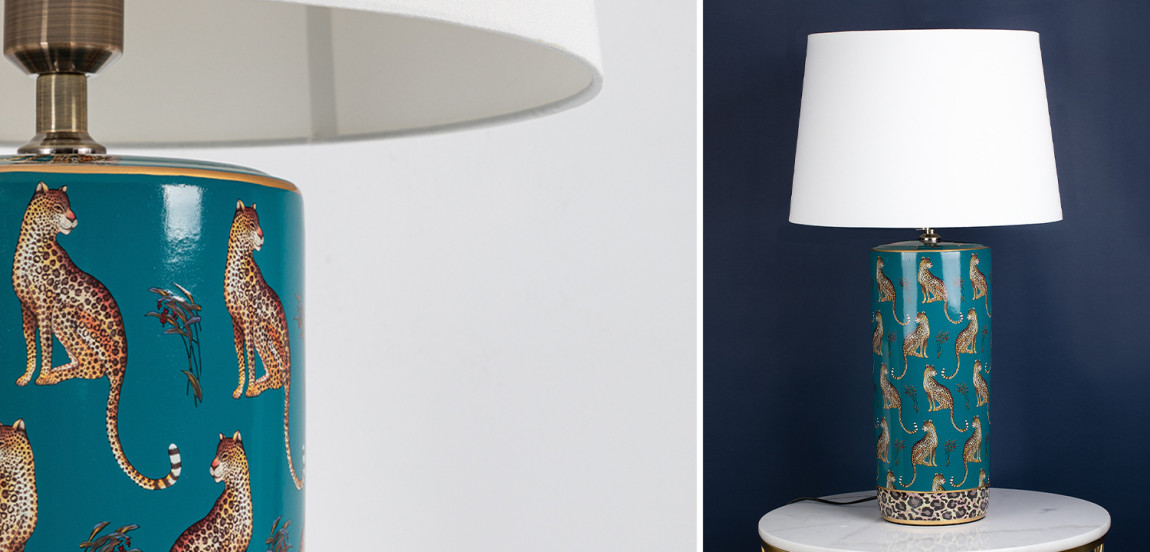 Настольная лампа с абажуром Leopard Lampshade Emerald