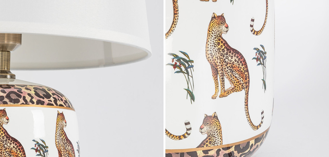 Настольная лампа с абажуром Leopard Lampshade White